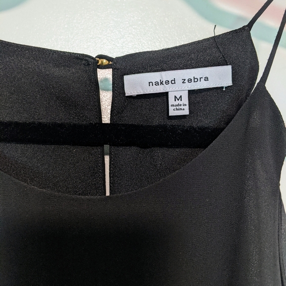 4/$16 ❇️ Naked Zebra Black Tie Waist Scalloped Mini Dress - Picture 5 of 7